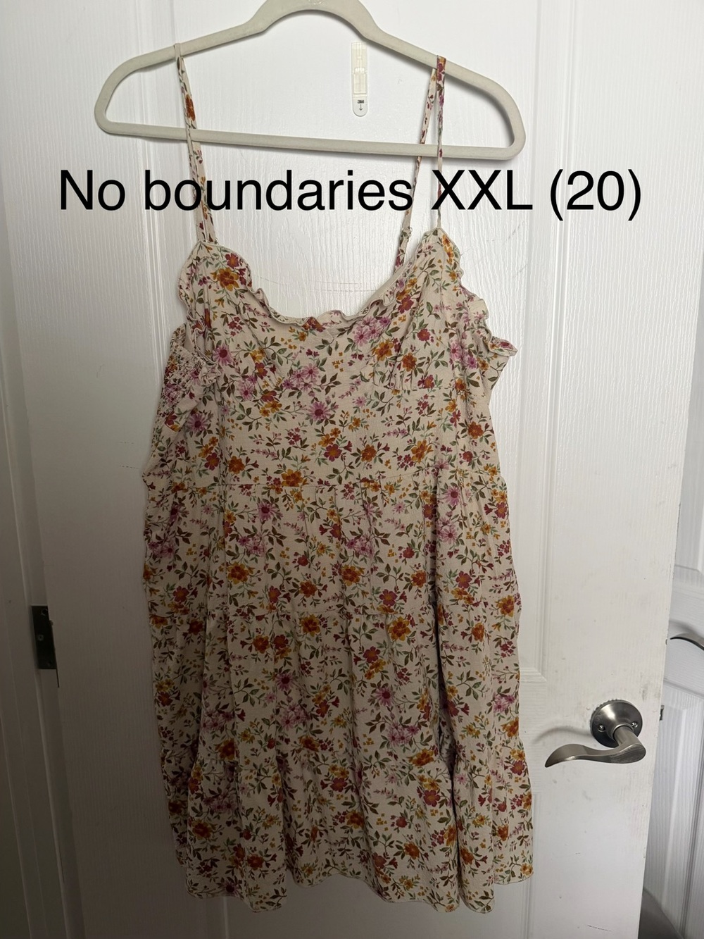 No Boundaries Cream Floral Spaghetti-Strap Sundress with Pink & Orange Blooms
